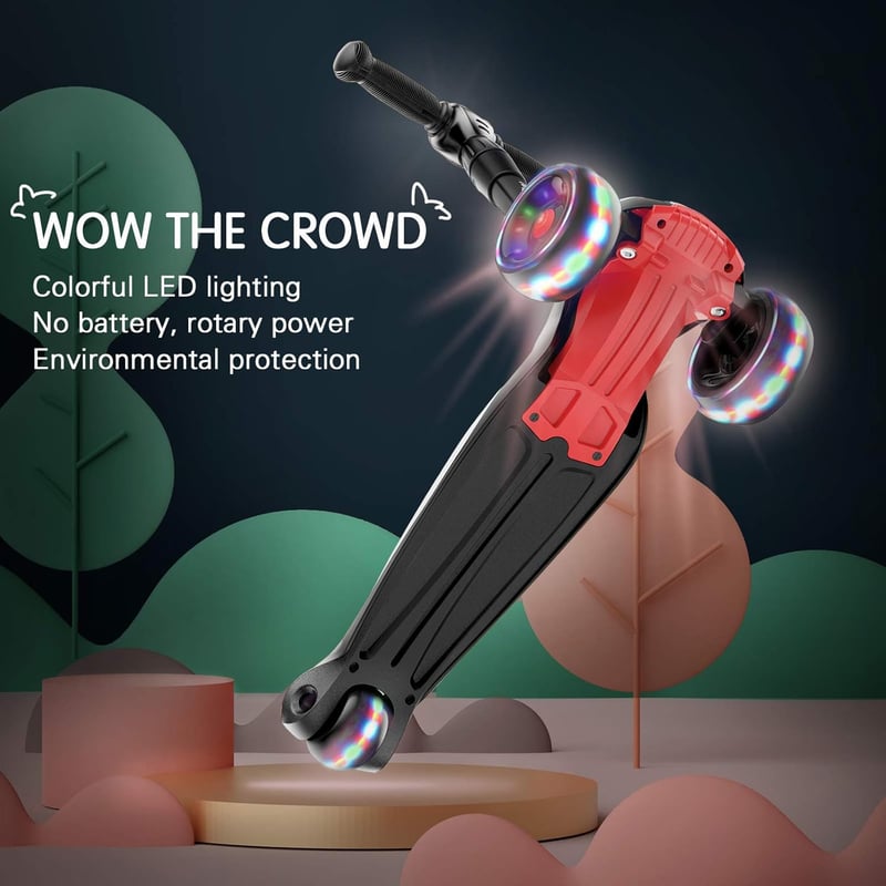 Toddler Kick Scooter with LED Lights for Kids Ages 3-12