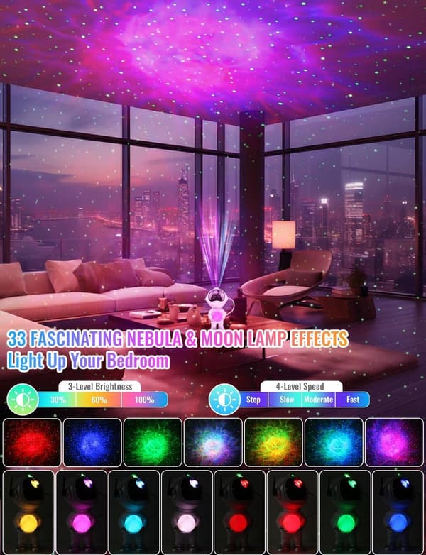 Astronaut Galaxy Projector with Remote & 33 LED Effects for Kids