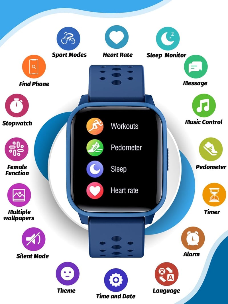 Kids Smart Watch with Sleep Mode & 19 Sports Modes - Blue