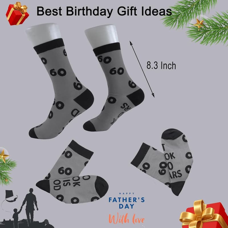 Milestone Birthday Socks for Men - Ages 30 to 90