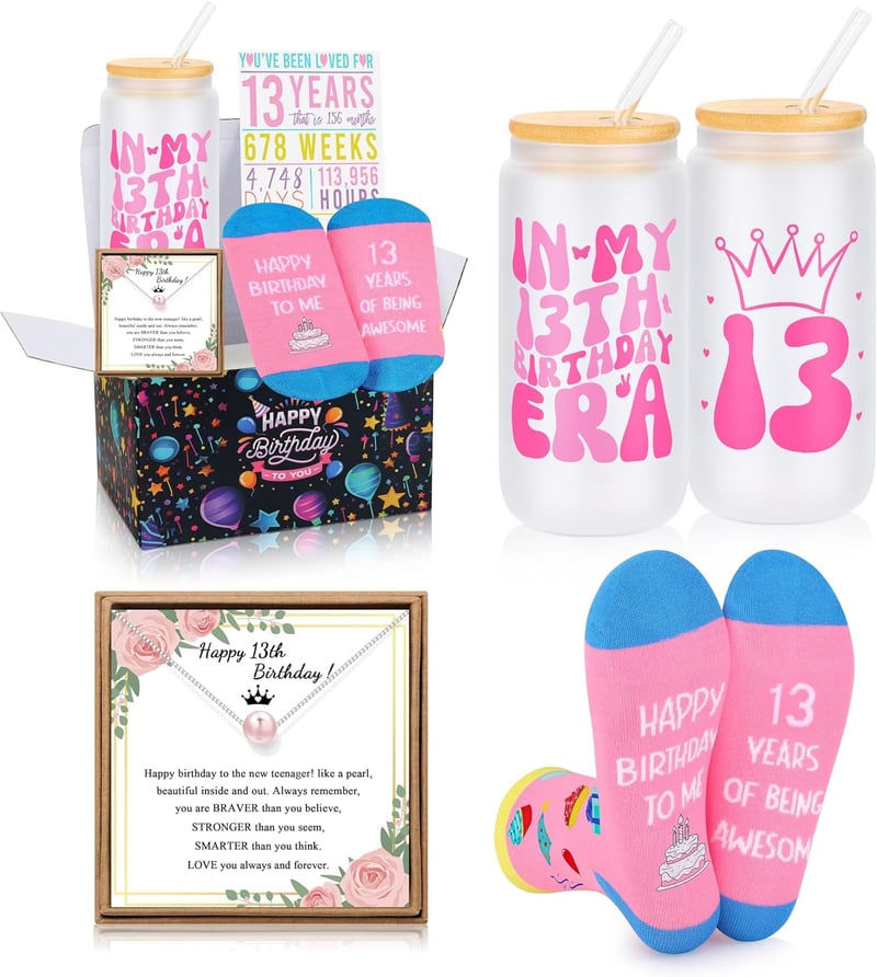 13th Birthday Basket Set for Girls - Gift Ideas (Set of 4)
