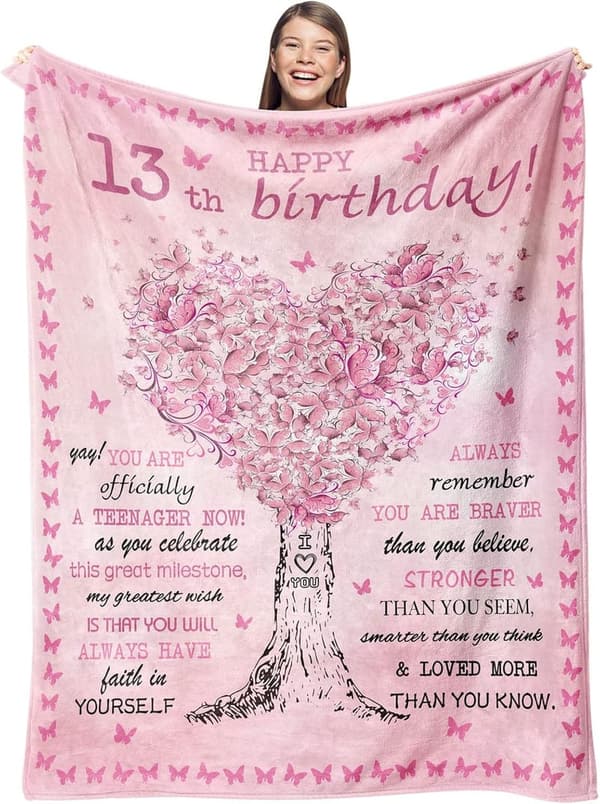 13th Birthday Blanket Gift for Girls, 50