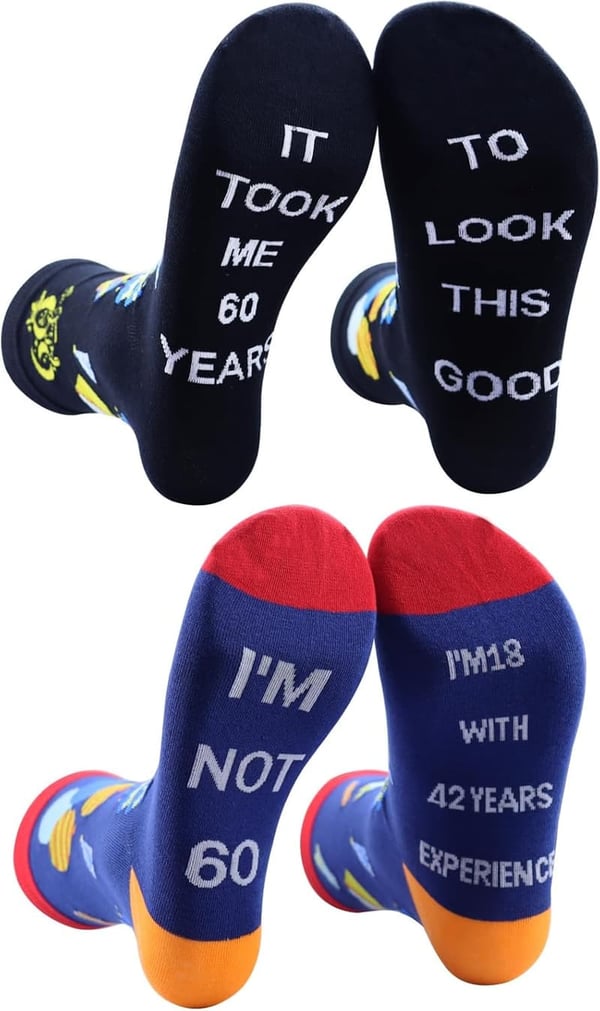 60th Birthday Novelty Socks for Mom and Dad (2 Pairs)