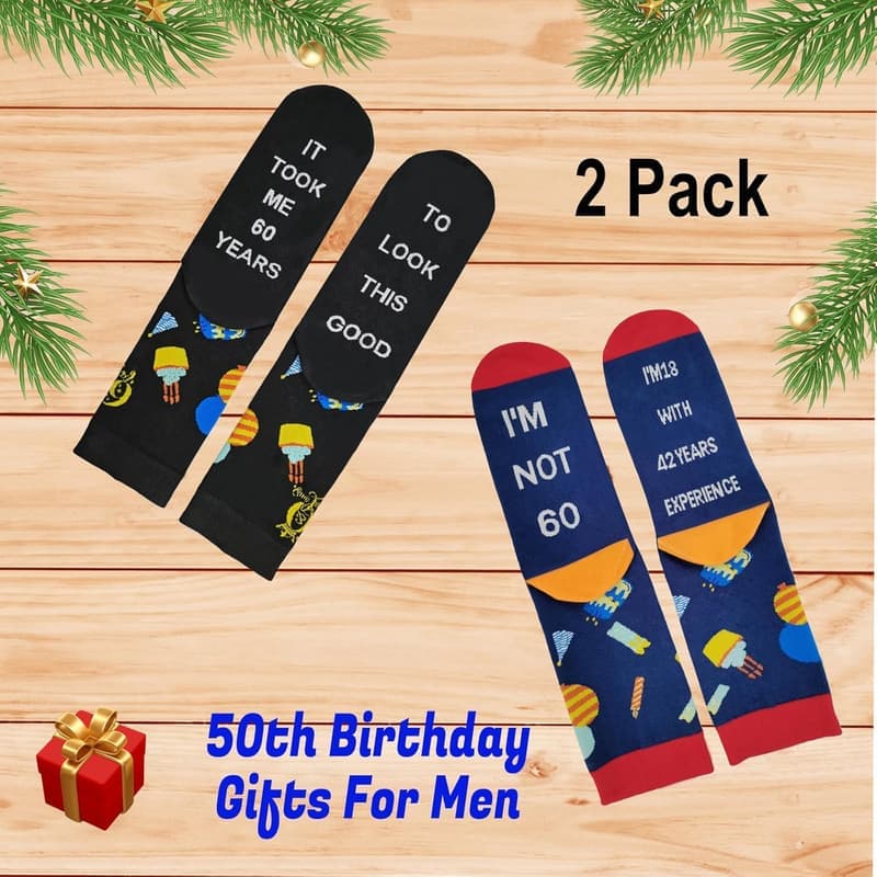 60th Birthday Novelty Socks for Mom and Dad (2 Pairs)