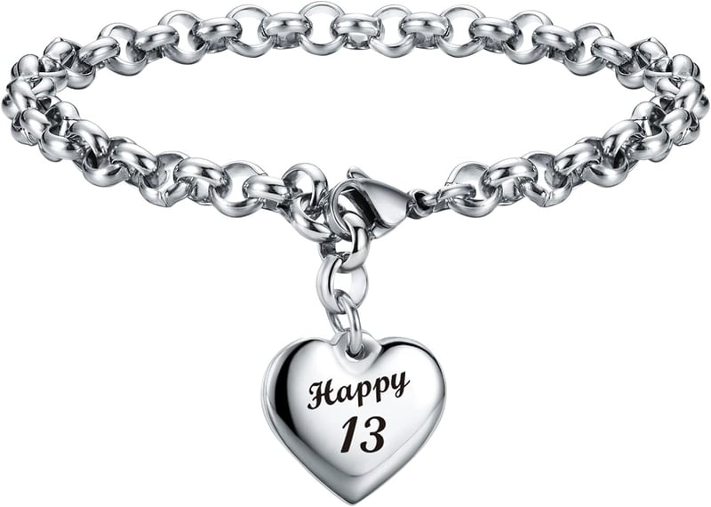 Birthday Bracelet with Heart Charm for Women and Teens