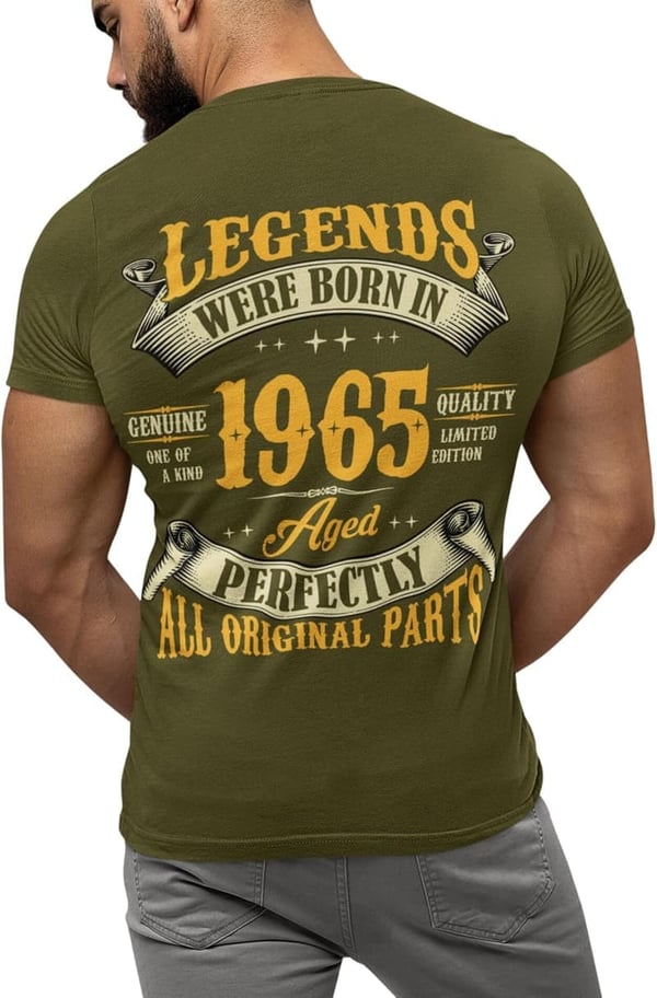 Legends Born in 1965 Vintage 60th Birthday Tee for Men