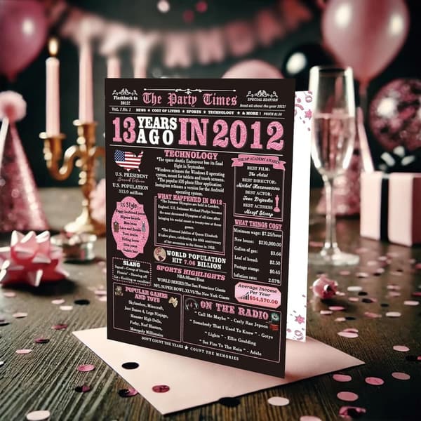 13th Birthday Card for Girls, Funny Rose Pink Gold Design