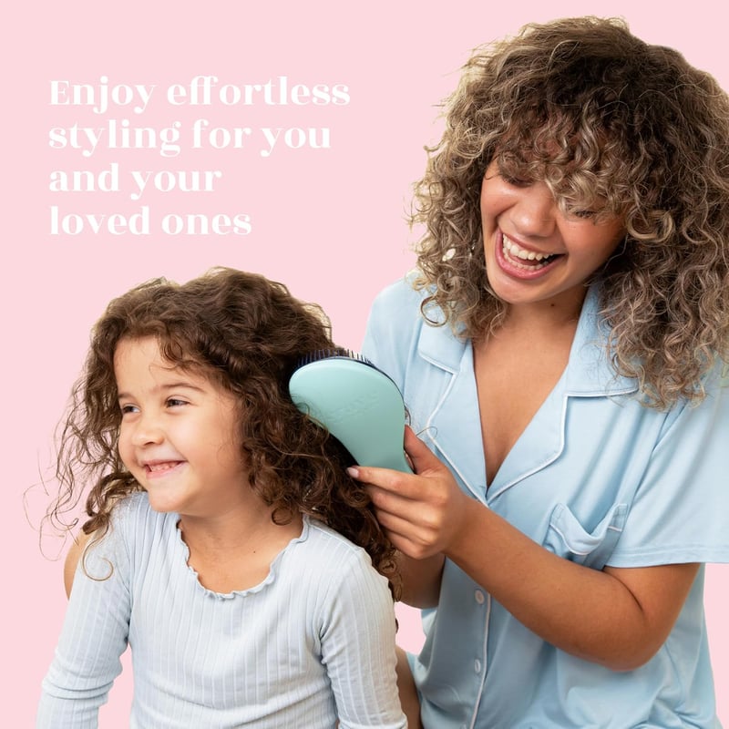 Gentle Detangling Brush for Kids & Adults - Travel-Friendly Turquoise