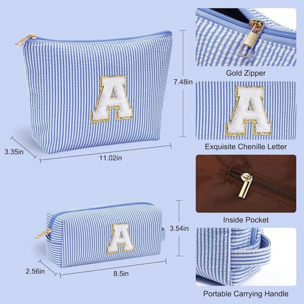Teen Girl Makeup Bag - Travel Cosmetic Bag - Blue Gift
