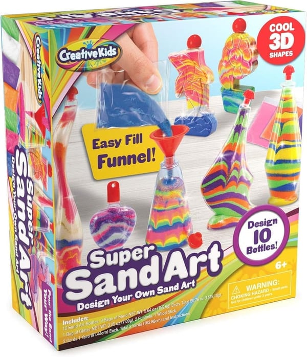 Kids' Sand Art Activity Kit - 10 Bottles & Glitter Sand