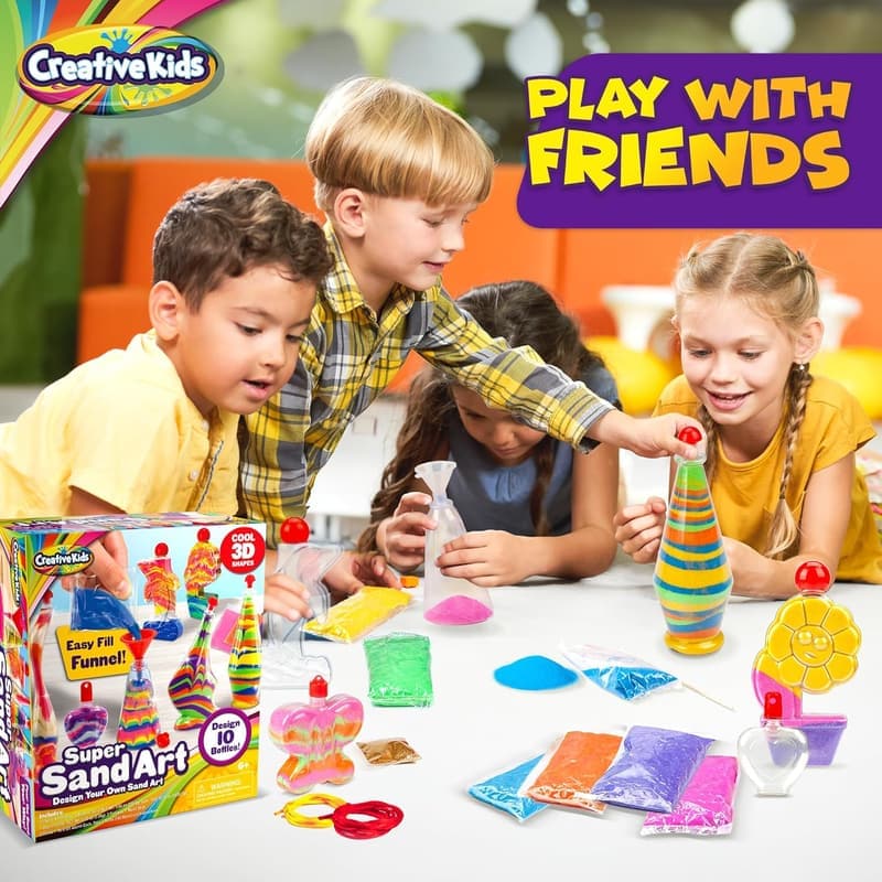 Kids' Sand Art Activity Kit - 10 Bottles & Glitter Sand