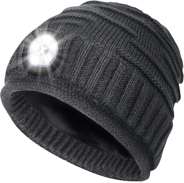 Rechargeable LED Beanie Hat for Men - Winter Gift Idea