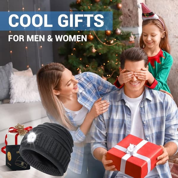 Rechargeable LED Beanie Hat for Men - Winter Gift Idea
