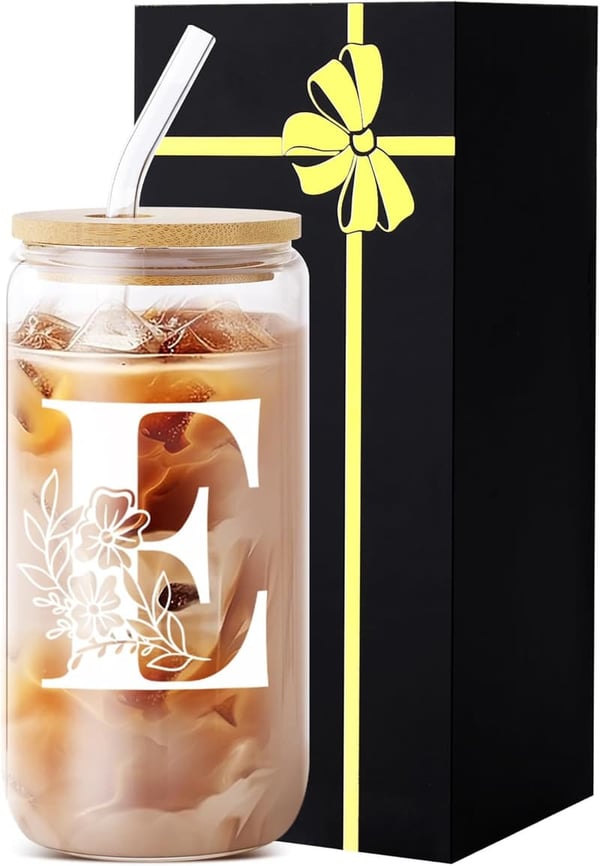 Personalized Glass Tumbler with Lid & Straw for Valentine's Day