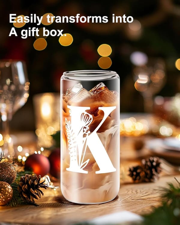 Personalized Glass Tumbler with Lid & Straw for Valentine's Day