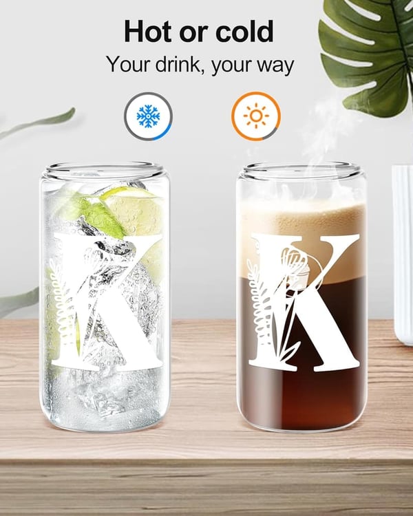 Personalized Glass Tumbler with Lid & Straw for Valentine's Day