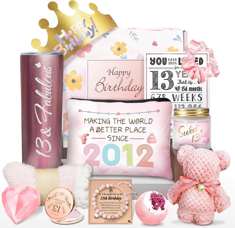 13th Birthday Gift Set for Girls - 12 Bear-themed Items