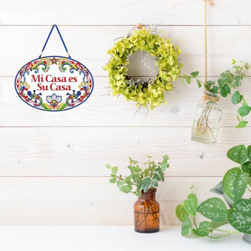 Ceramic Bienvenidos Sign - 'Mi Casa es Su Casa' Door Decor