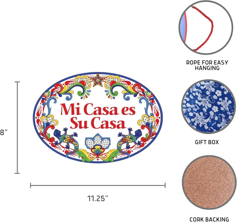 Ceramic Bienvenidos Sign - 'Mi Casa es Su Casa' Door Decor