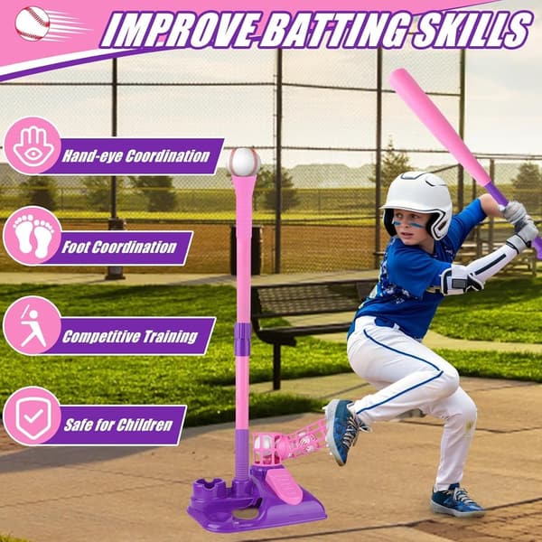 Kids' 3-in-1 Baseball Set with Adjustable Tee and Launcher