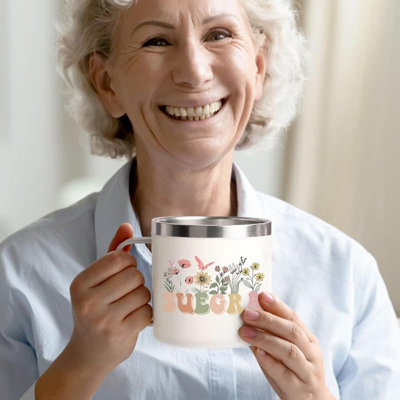 Mother-in-Law Birthday Gift: Insulated Coffee Mug with Spoon