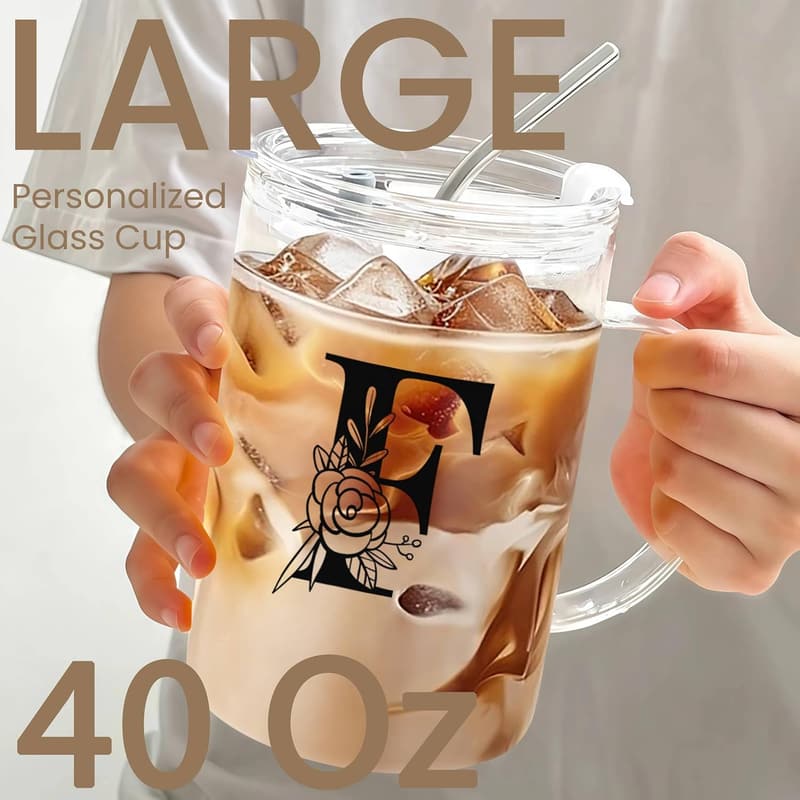 Valentine's Gift: Personalized Extra Large Glass Tumbler for Women