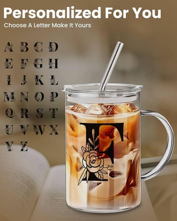 Valentine's Gift: Personalized Extra Large Glass Tumbler for Women