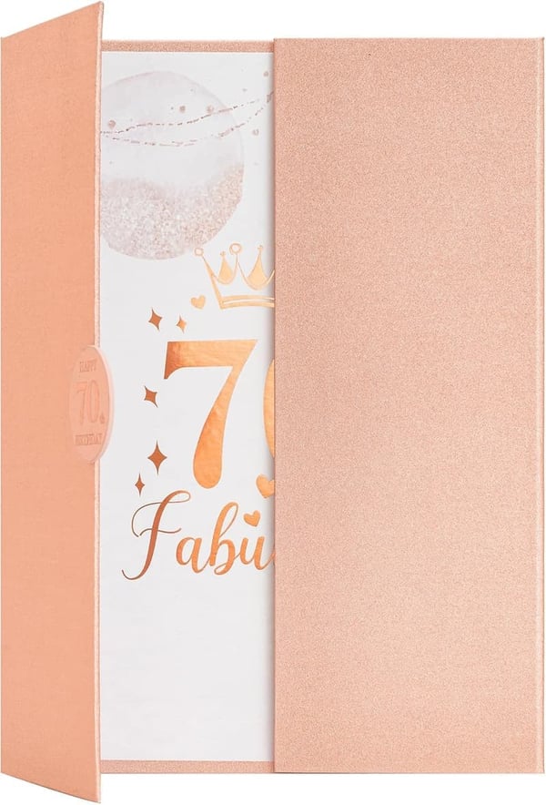 70th Birthday Rose Gold Guestbook Alternative with Blank Pages
