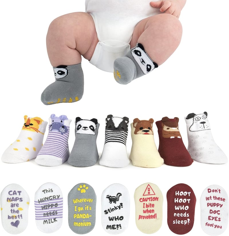 Unisex Newborn Baby Sock Gift Set - 7 Cute & Funny Pairs