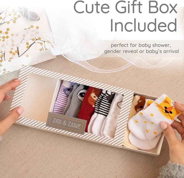 Unisex Newborn Baby Sock Gift Set - 7 Cute & Funny Pairs