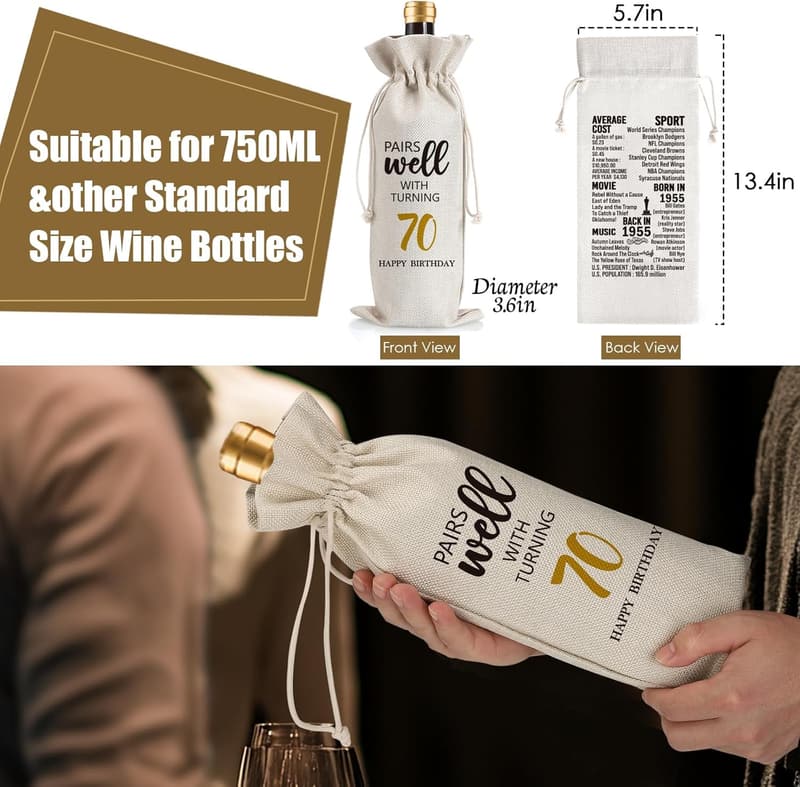 70th Birthday Vintage Wine Glass & Bottle Gift Set