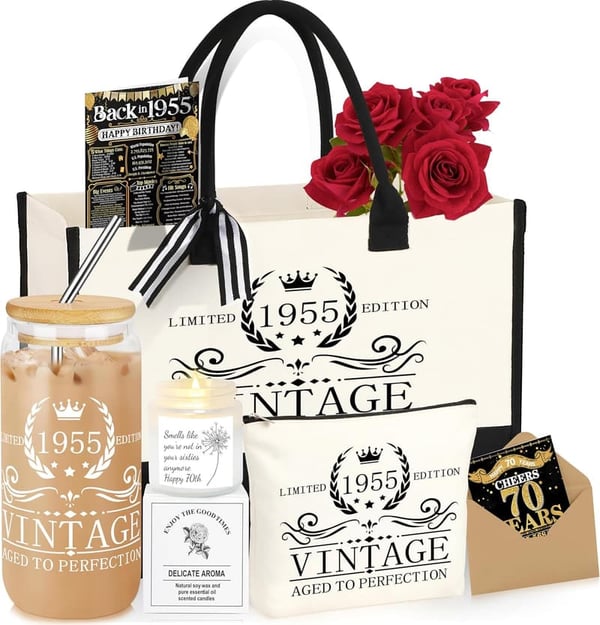 40th 50th 60th Birthday Tote Bag Gift Set for Women