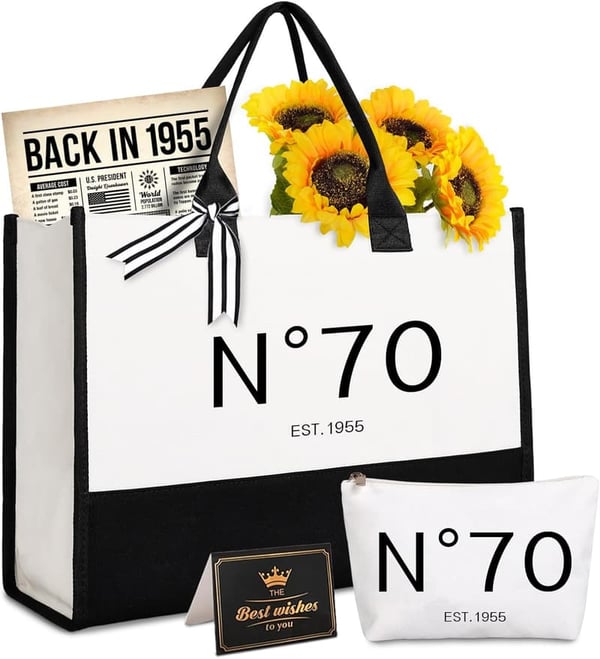 70th Birthday Tote & Cosmetic Bag Set for Women