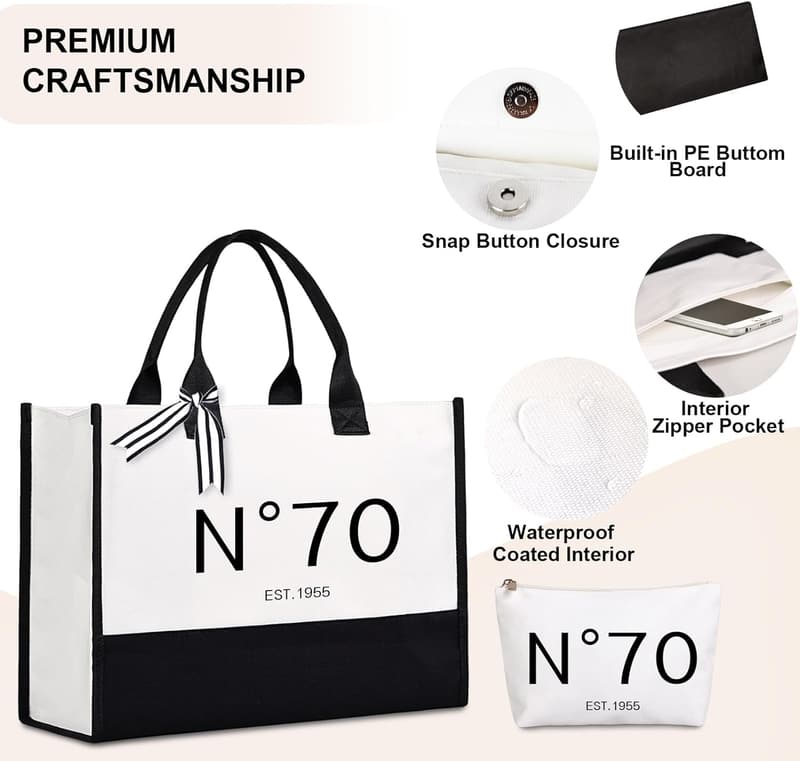 70th Birthday Tote & Cosmetic Bag Set for Women