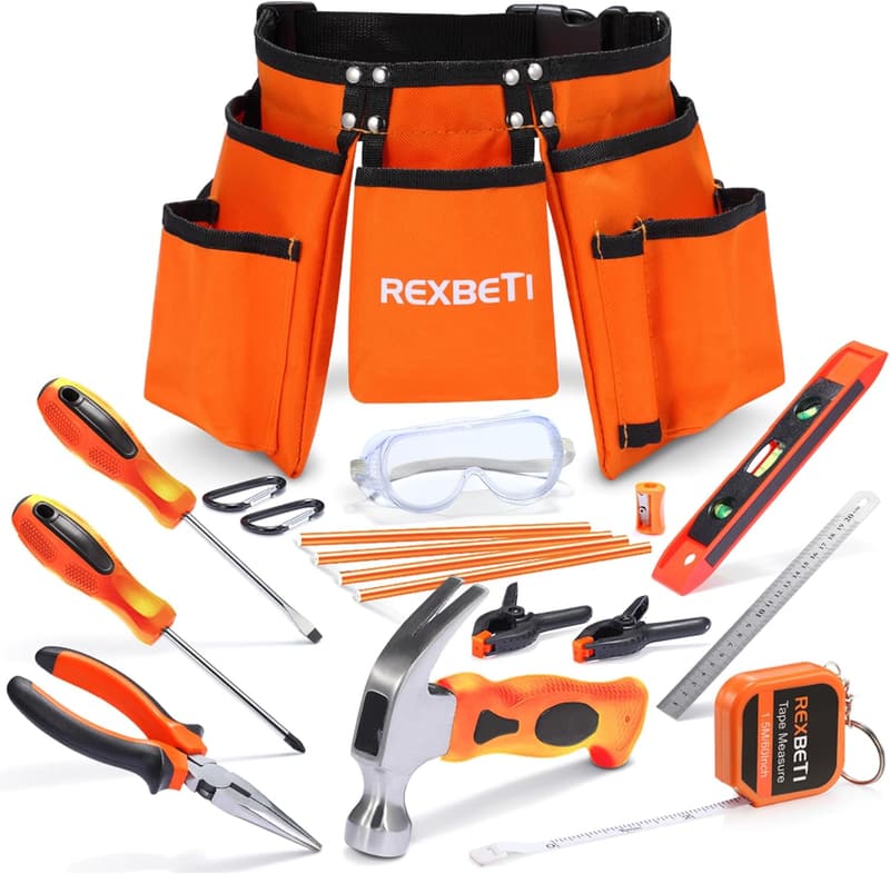 Kids Tool Set with Real Hand Tools and Reinforced Tool Belt