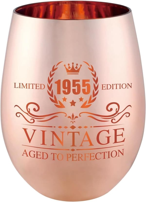 70th Birthday Vintage Wine Glass for Women