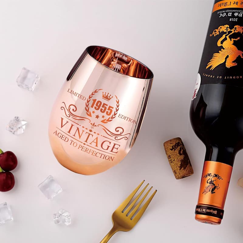 70th Birthday Vintage Wine Glass for Women
