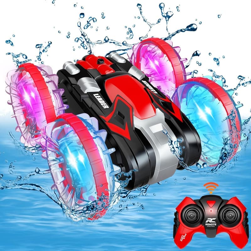Amphibious Stunt RC Car & Boat with LED Lights for Kids