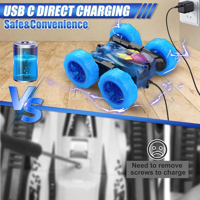 Stunt Remote Control Car for Kids with Colorful Lights