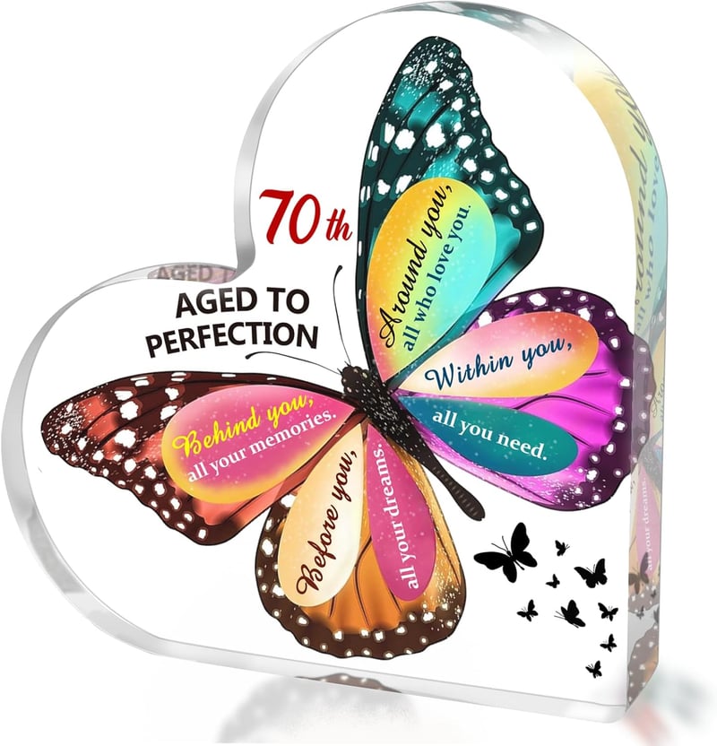 70th Birthday Acrylic Heart Sign for Women