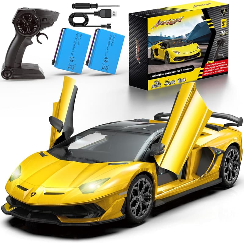 Lamborghini 1:14 Remote Control Car - Yellow Birthday Gift for Kids