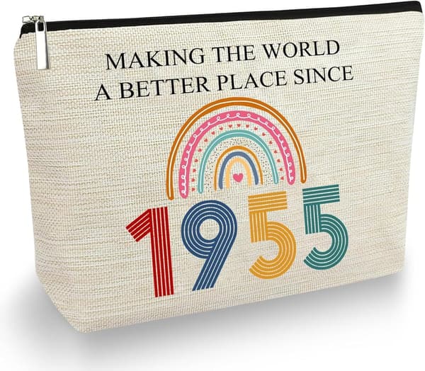 70th Birthday Canvas Makeup Bag for Women