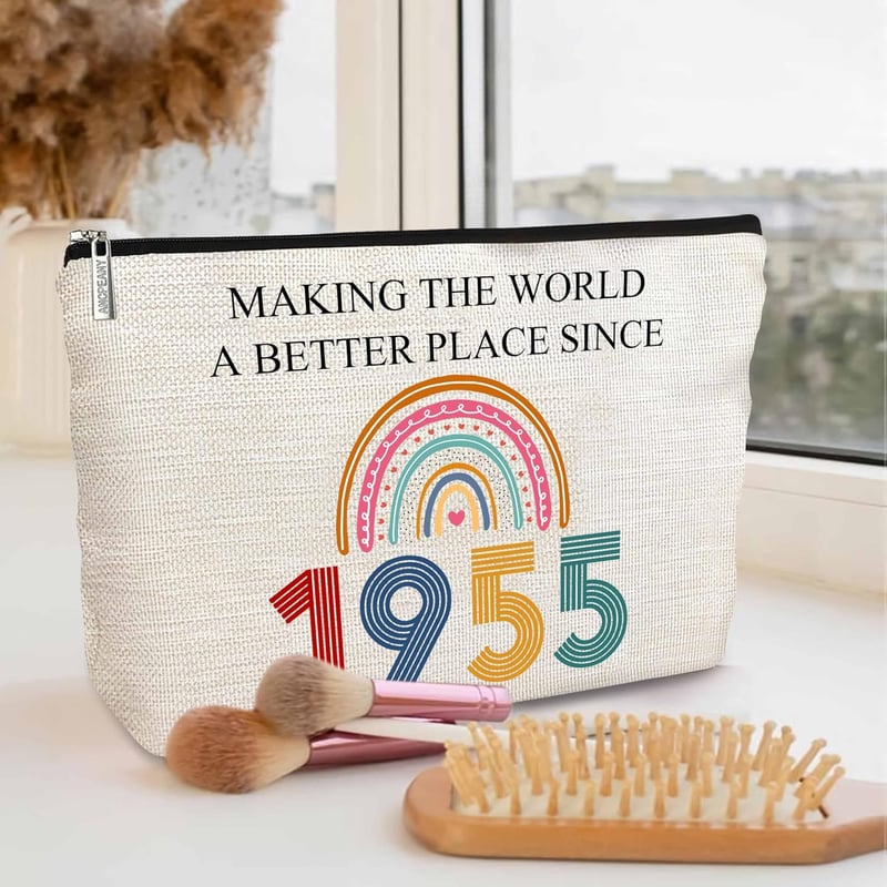 70th Birthday Canvas Makeup Bag for Women