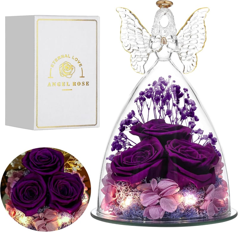 Eternal Purple Preserved Flower in Glass for Mom