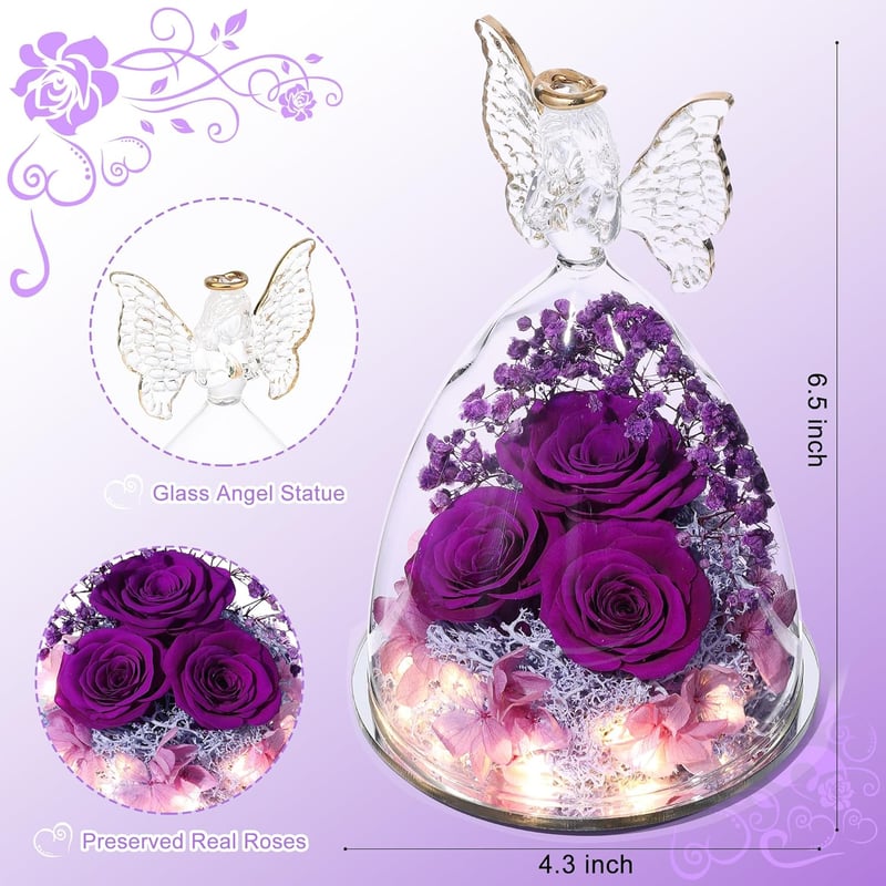 Eternal Purple Preserved Flower in Glass for Mom