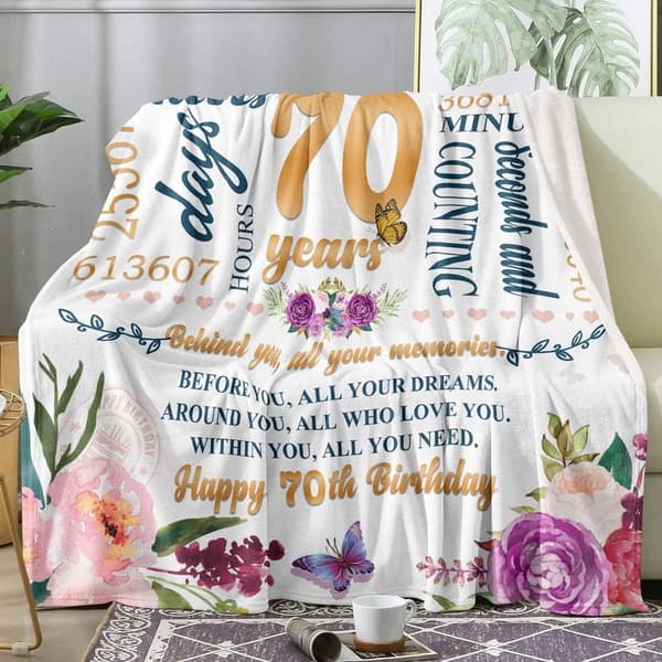 70th Birthday Throw Blanket for Women, 50