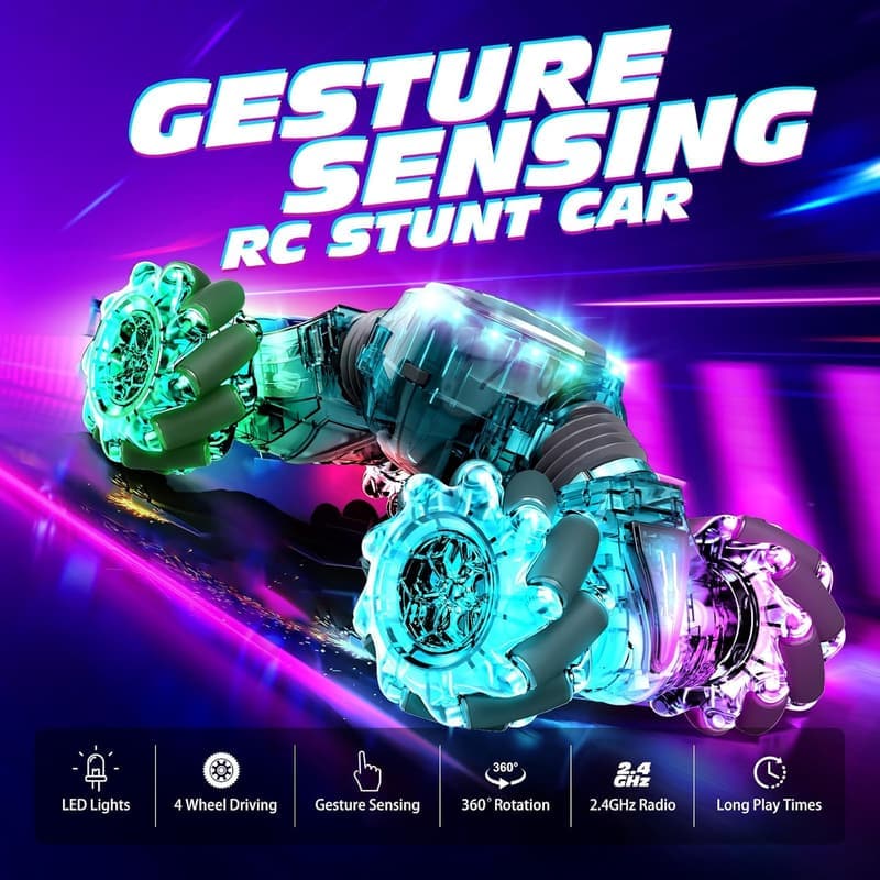Gesture-Controlled 4WD RC Stunt Car for Kids - 360° Rotation