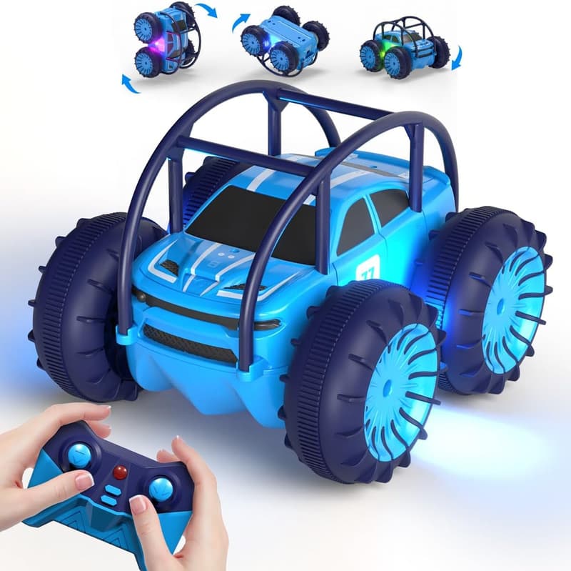 Remote Control Amphibious Crawler Car for Kids, 360° Stunts