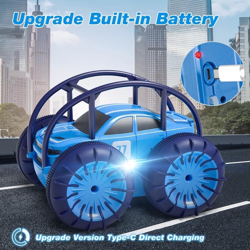 Remote Control Amphibious Crawler Car for Kids, 360° Stunts