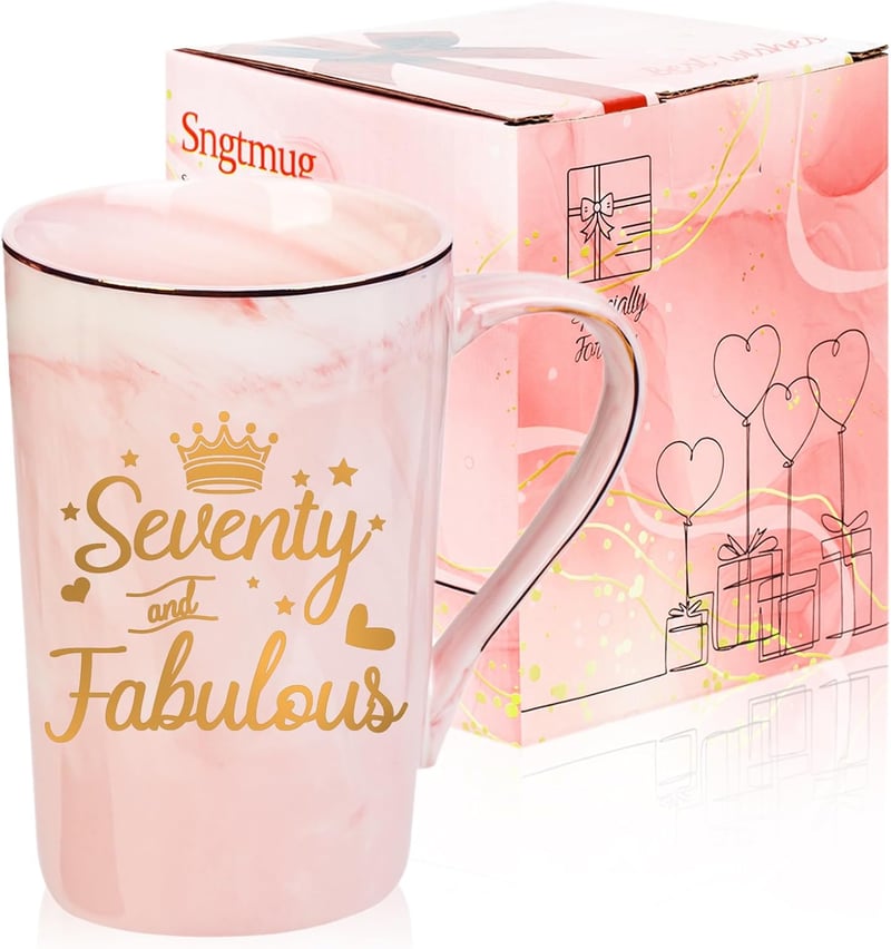 70th Birthday Pink Mug Gift for Women - 14 oz